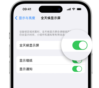 大埔苹果15预约维修分享iPhone15如何设置全天候显示屏幕可见 